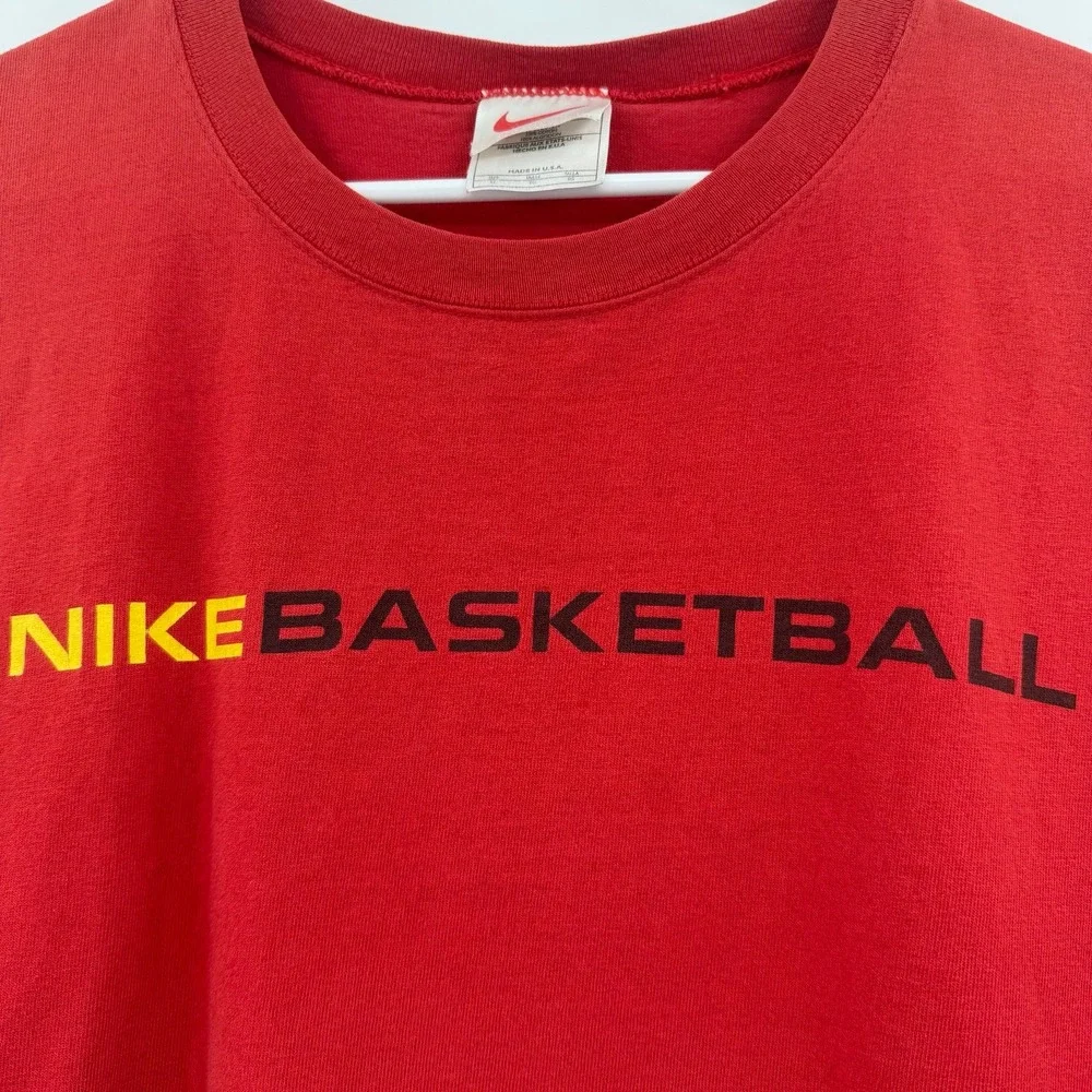 VIntage Nike Shirt Men red Swoosh 90s‎ Basketball USA Made